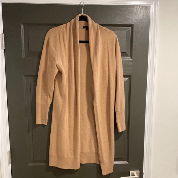 Quince Lightweight Mongolian Cashmere Duster Cardigan Sweater. Small / Camel - Picture 1 of 10